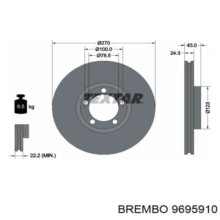 9695910 Brembo freno de disco delantero