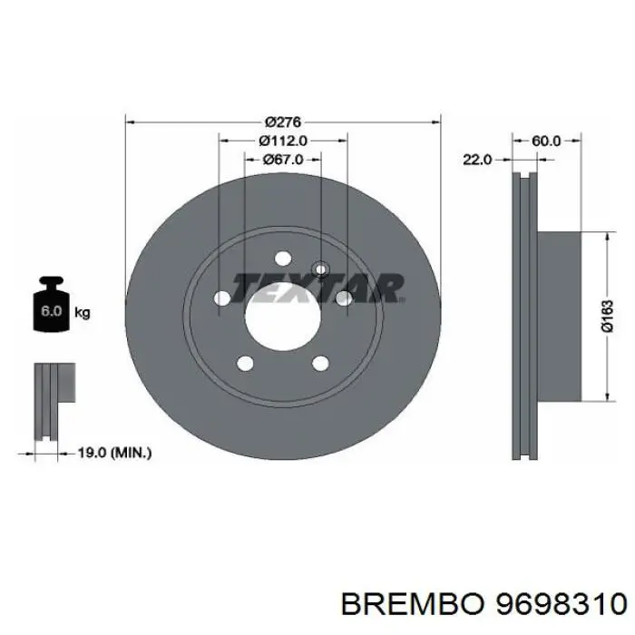 9698310 Brembo freno de disco delantero