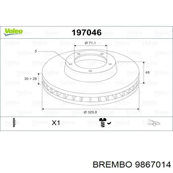 9867014 Brembo freno de disco delantero