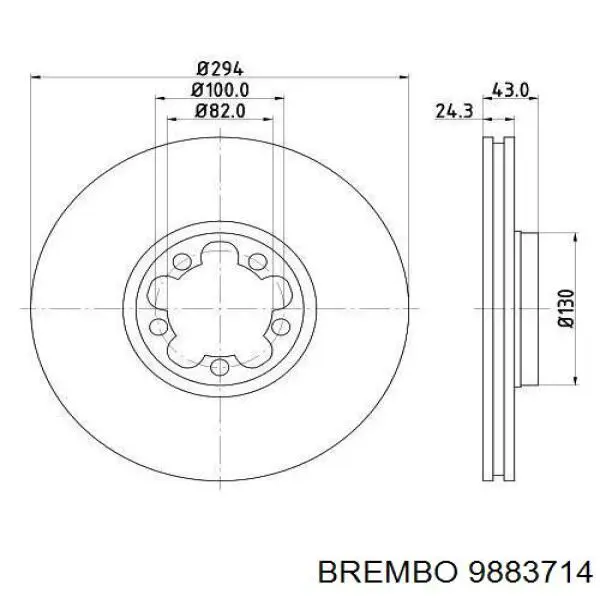 9883714 Brembo freno de disco delantero