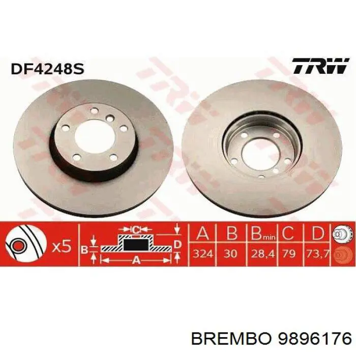 9896176 Brembo freno de disco delantero