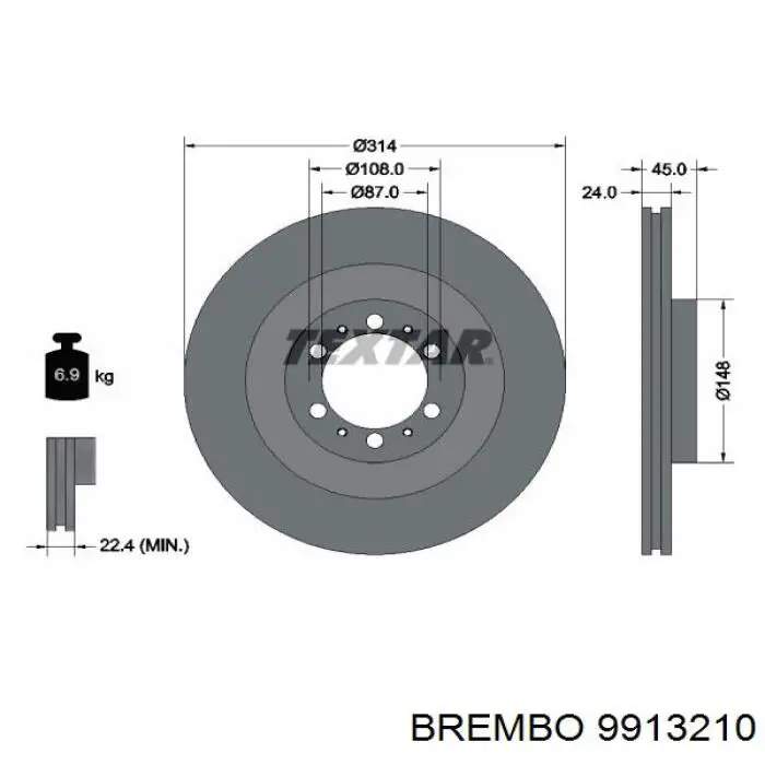 9913210 Brembo freno de disco delantero