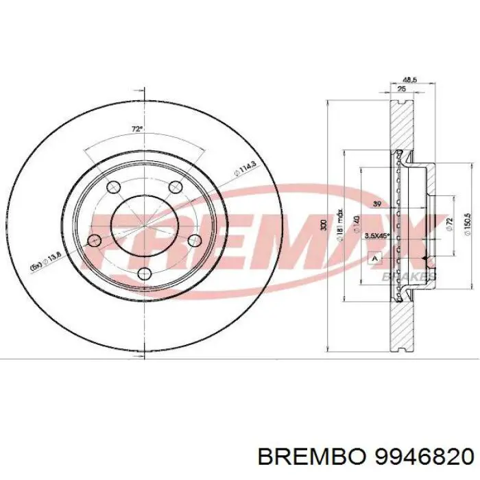 9946820 Brembo freno de disco delantero