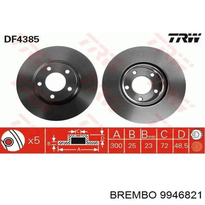 9946821 Brembo freno de disco delantero