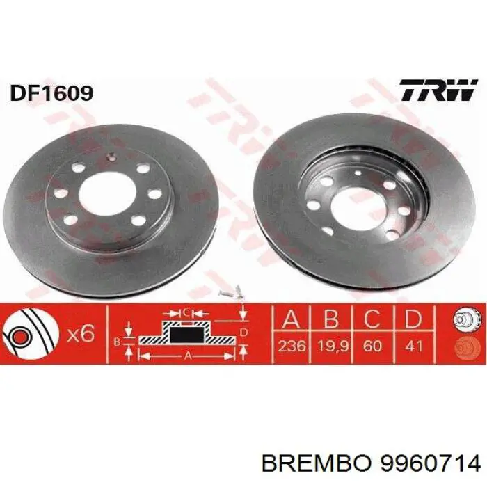 9960714 Brembo freno de disco delantero