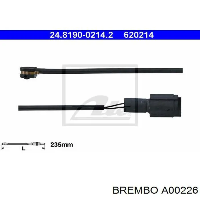 A00226 Brembo contacto de aviso, desgaste de los frenos, trasero