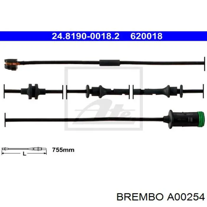 A 00 254 Brembo contacto de aviso, desgaste de los frenos