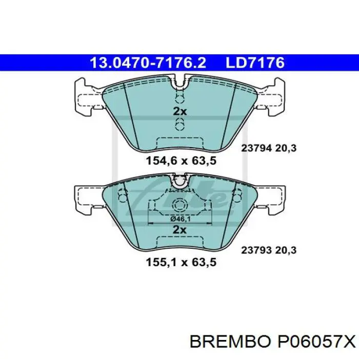 P06057X Brembo pastillas de freno delanteras