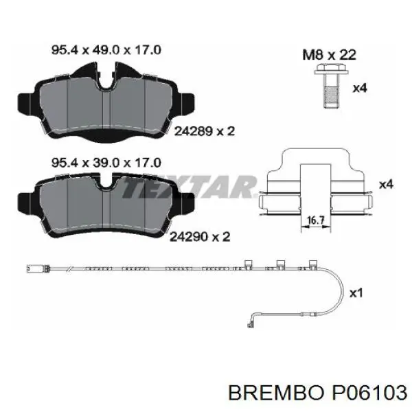 P 06 103 Brembo pastillas de freno traseras