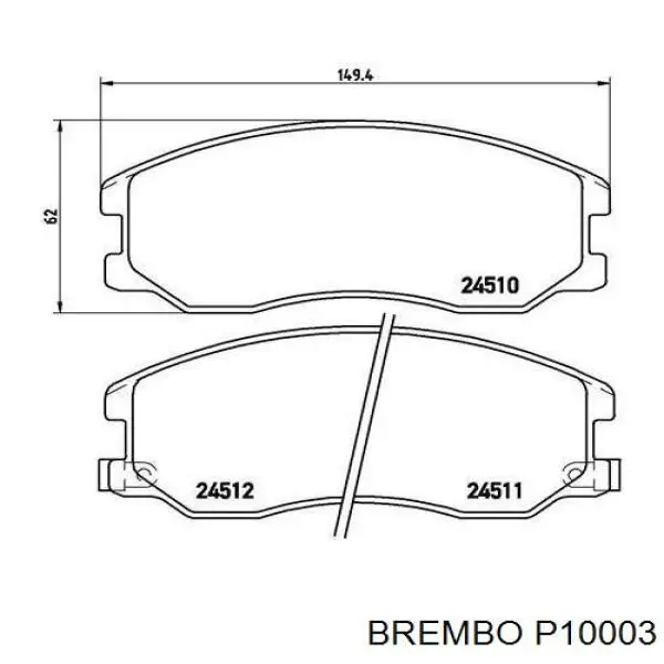 P 10 003 Brembo pastillas de freno delanteras