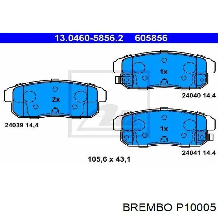 P 10 005 Brembo pastillas de freno traseras