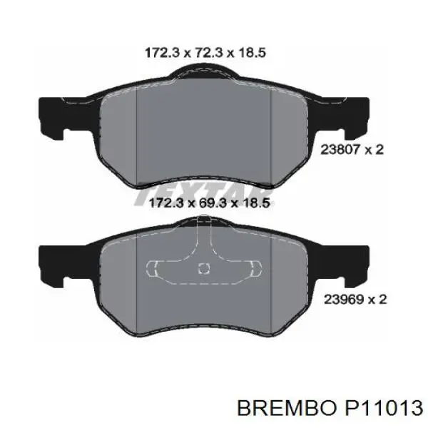 P11013 Brembo pastillas de freno delanteras