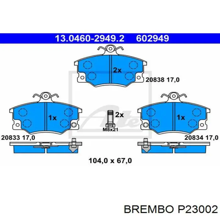 P23002 Brembo pastillas de freno traseras