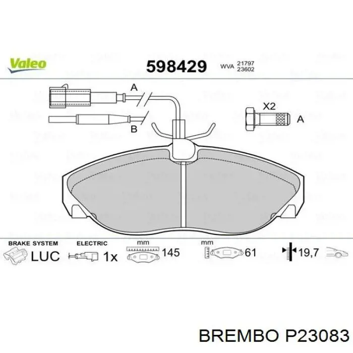 P23083 Brembo pastillas de freno delanteras