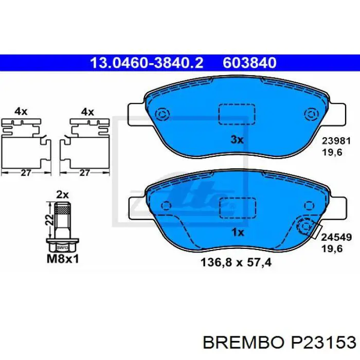 P23153 Brembo pastillas de freno delanteras