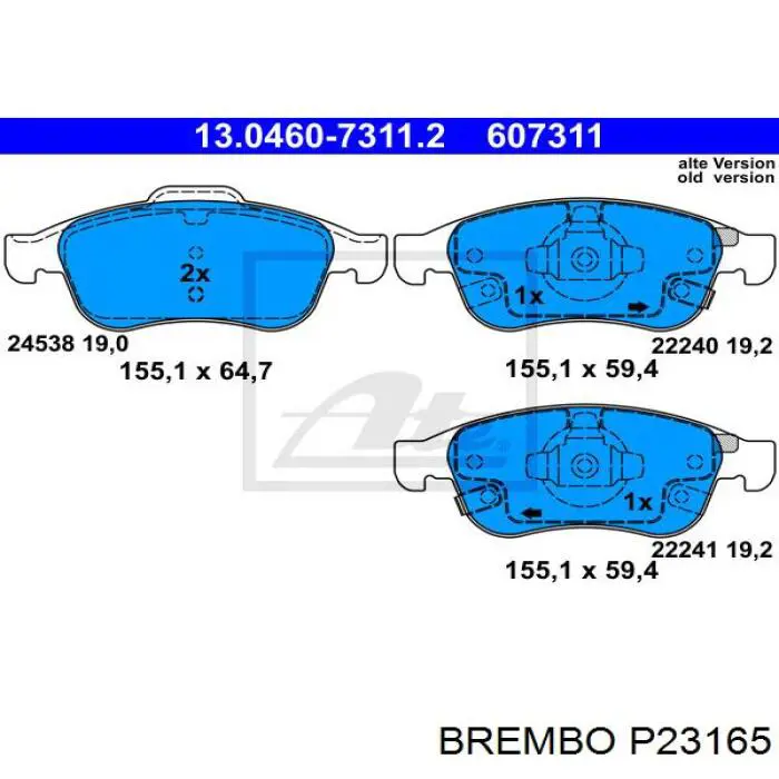 P23165 Brembo pastillas de freno delanteras