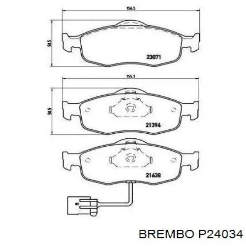 P 24 034 Brembo pastillas de freno delanteras