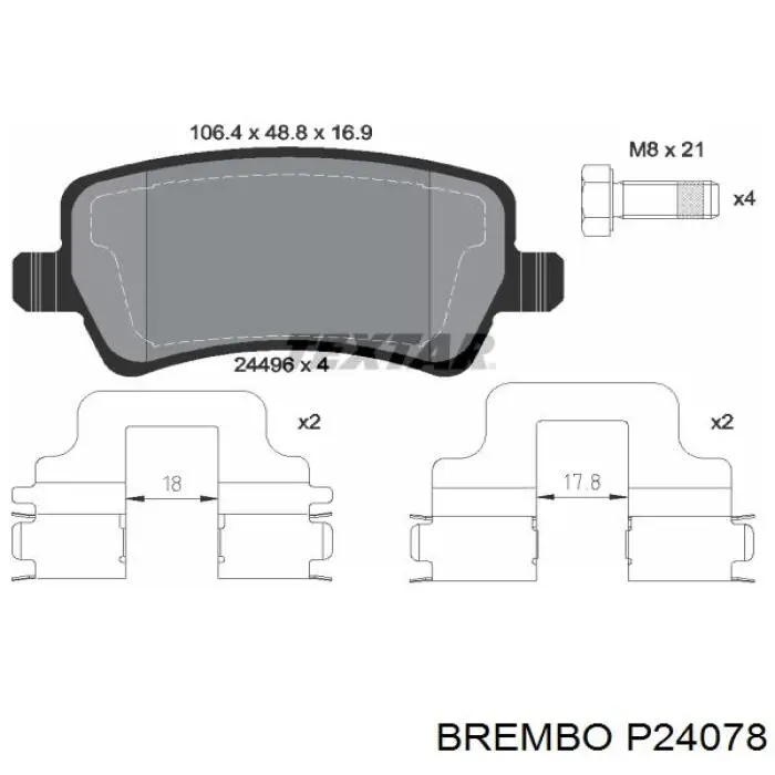 P24078 Brembo pastillas de freno traseras