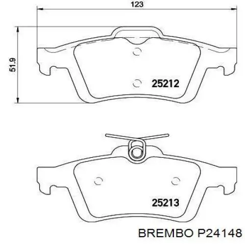 P24148 Brembo pastillas de freno traseras