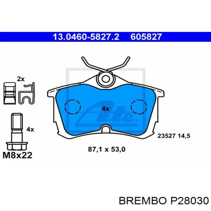 P28030 Brembo pastillas de freno traseras