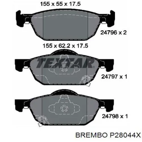 P28044X Brembo pastillas de freno delanteras