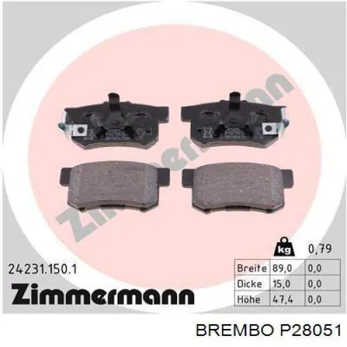 P28051 Brembo pastillas de freno traseras