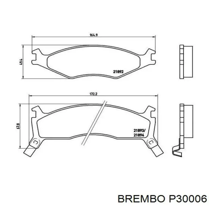 P30006 Brembo pastillas de freno delanteras