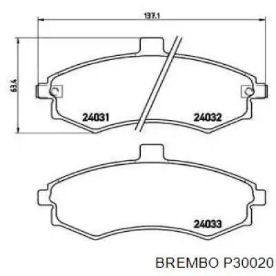 P30020 Brembo pastillas de freno delanteras