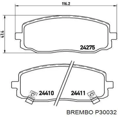 P30032 Brembo pastillas de freno delanteras