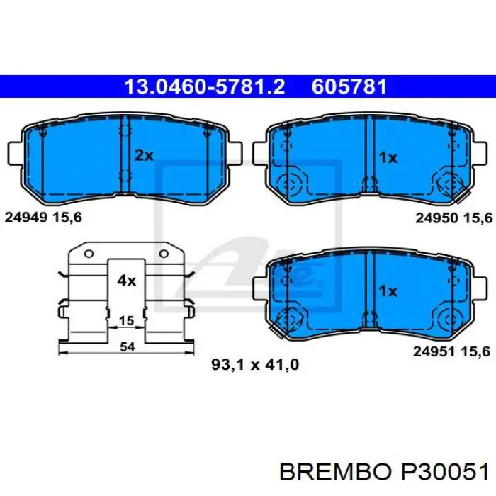 P30051 Brembo pastillas de freno traseras