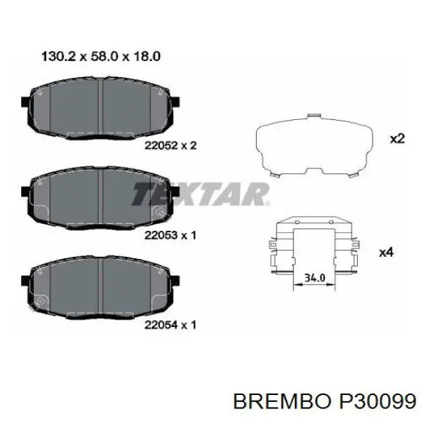 P30099 Brembo pastillas de freno delanteras