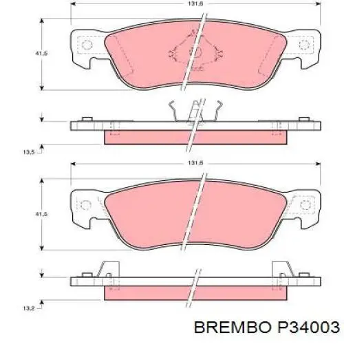 P34003 Brembo pastillas de freno traseras