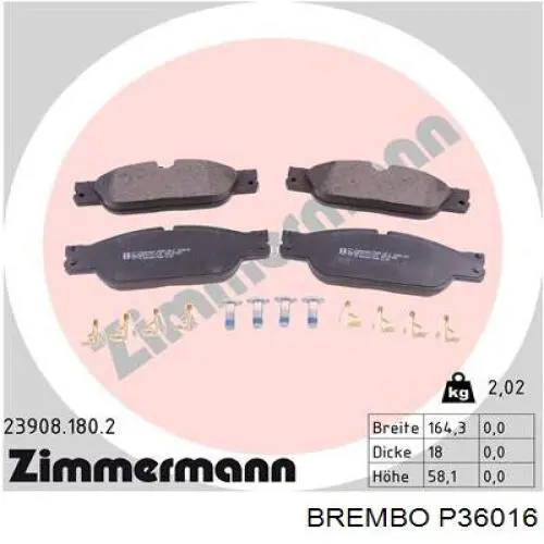 P36016 Brembo pastillas de freno delanteras