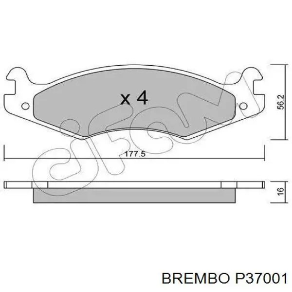 P37001 Brembo pastillas de freno delanteras