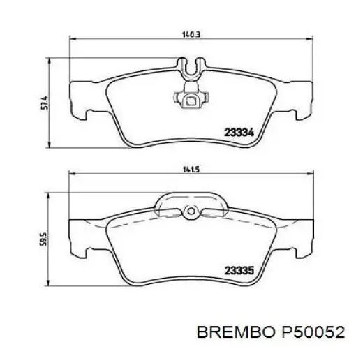 P50052 Brembo pastillas de freno traseras