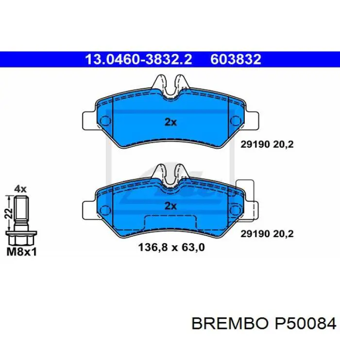 P 50 084 Brembo pastillas de freno traseras