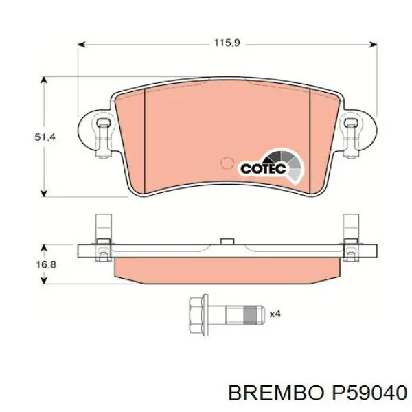 P59040 Brembo pastillas de freno traseras