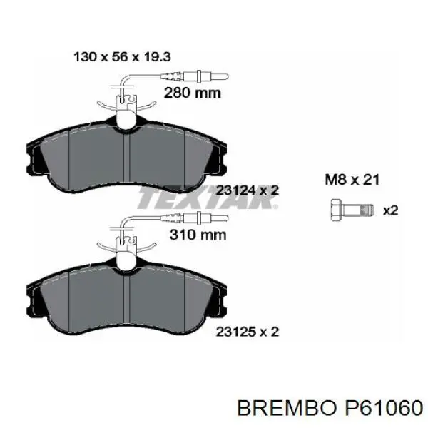 P61060 Brembo pastillas de freno delanteras