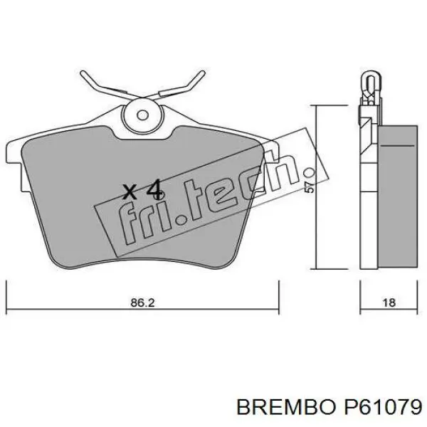 P61079 Brembo pastillas de freno traseras