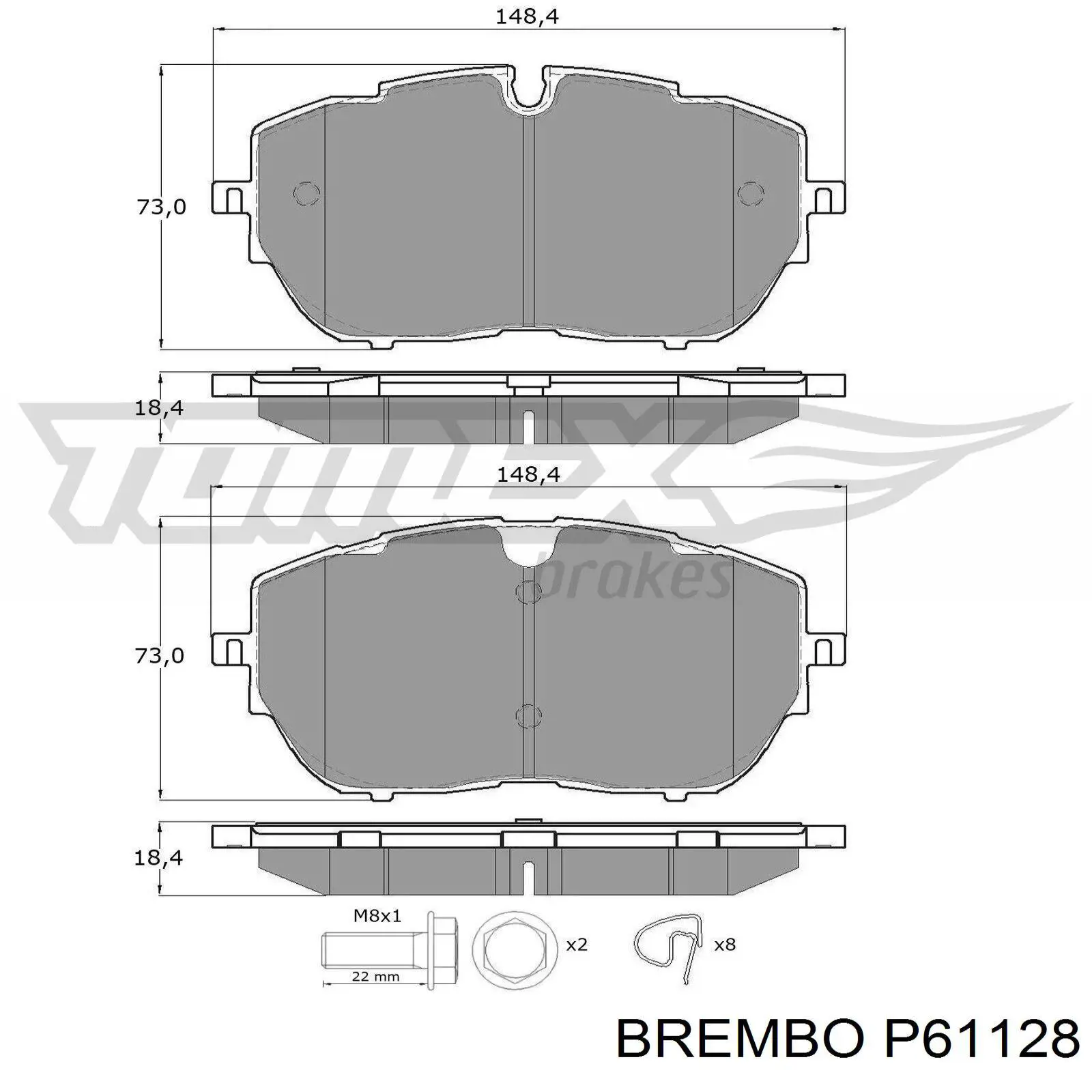 P 61 128 Brembo pastillas de freno delanteras