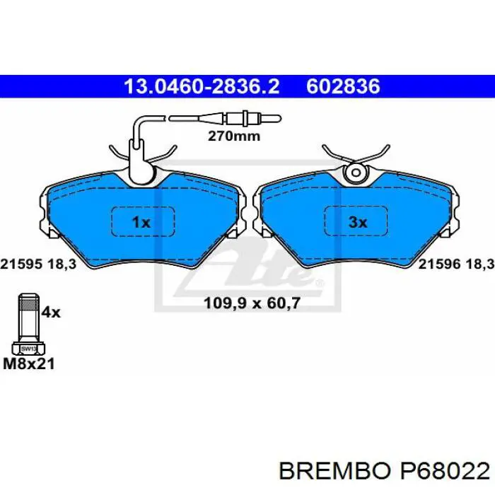 P68022 Brembo pastillas de freno delanteras