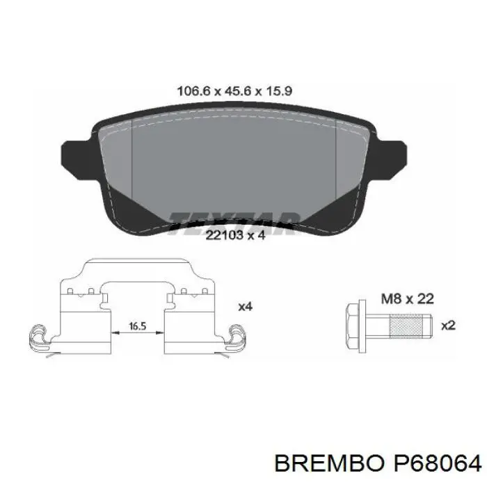 P 68 064 Brembo pastillas de freno traseras