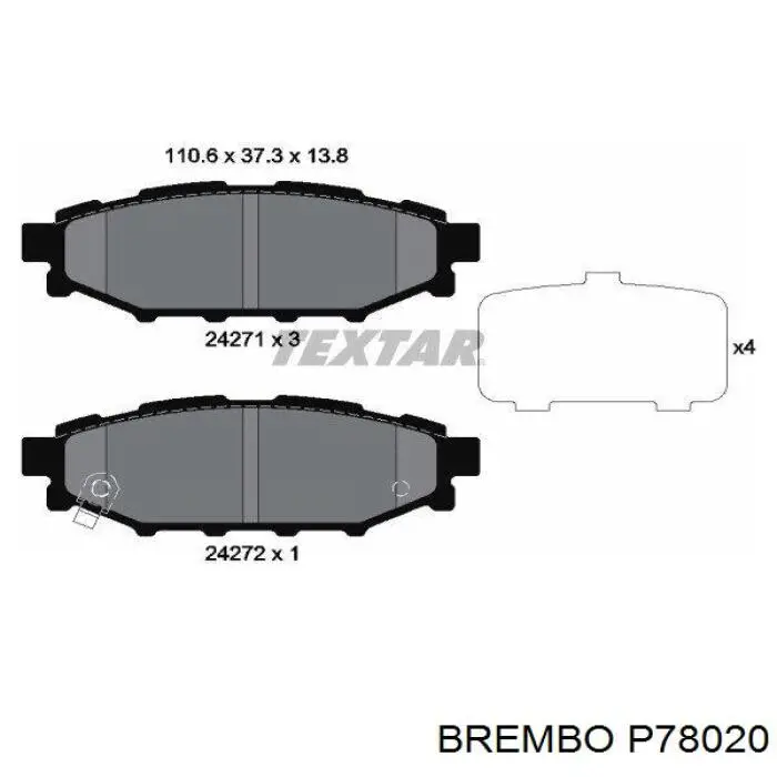 P78020 Brembo pastillas de freno traseras