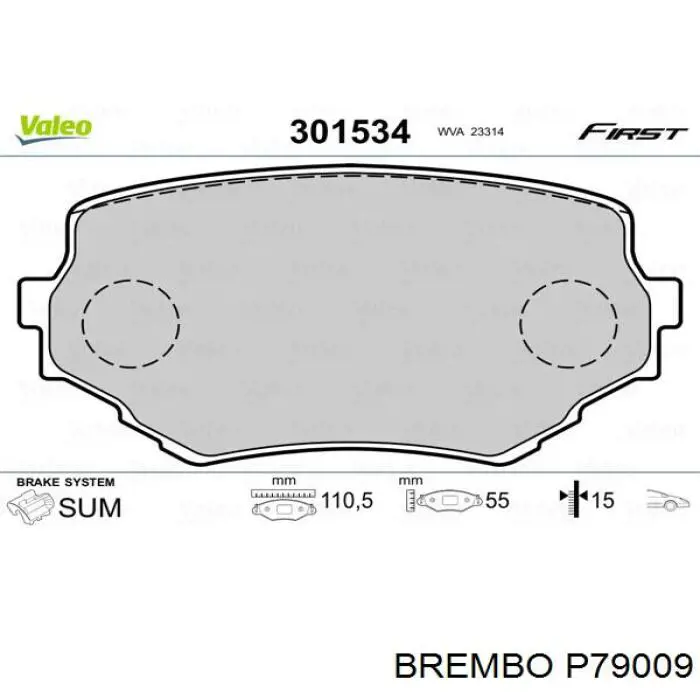 P79009 Brembo pastillas de freno delanteras