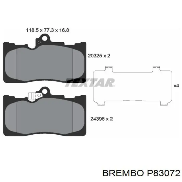 P 83 072 Brembo pastillas de freno delanteras