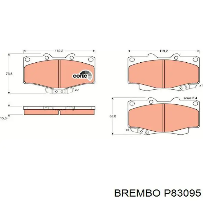 P83095 Brembo pastillas de freno delanteras