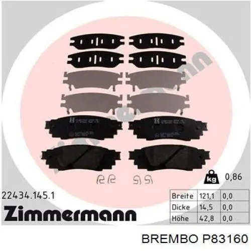 P83160 Brembo pastillas de freno traseras