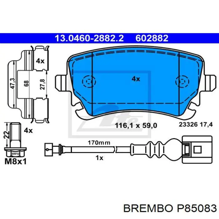 P85083 Brembo pastillas de freno traseras