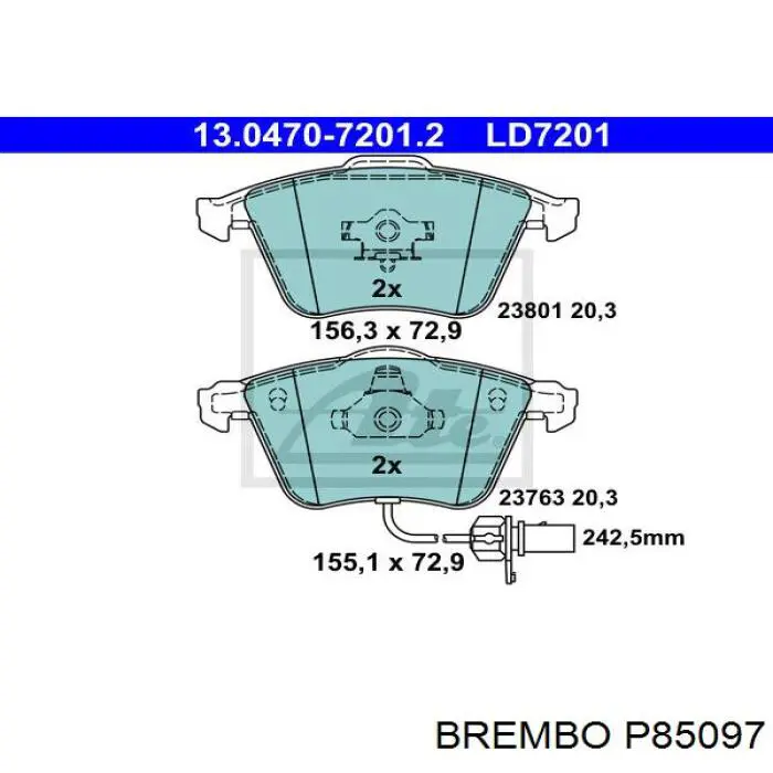 P85097 Brembo pastillas de freno delanteras