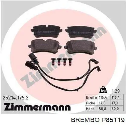 P85119 Brembo pastillas de freno traseras